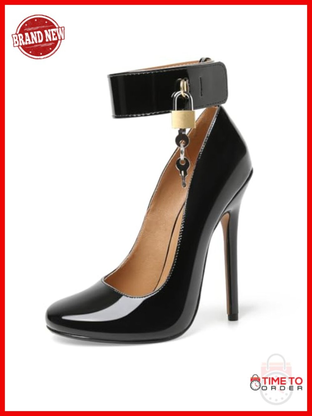 Patent Leather Stiletto Heels 5.5 Inch Round Toe Pumps Formal